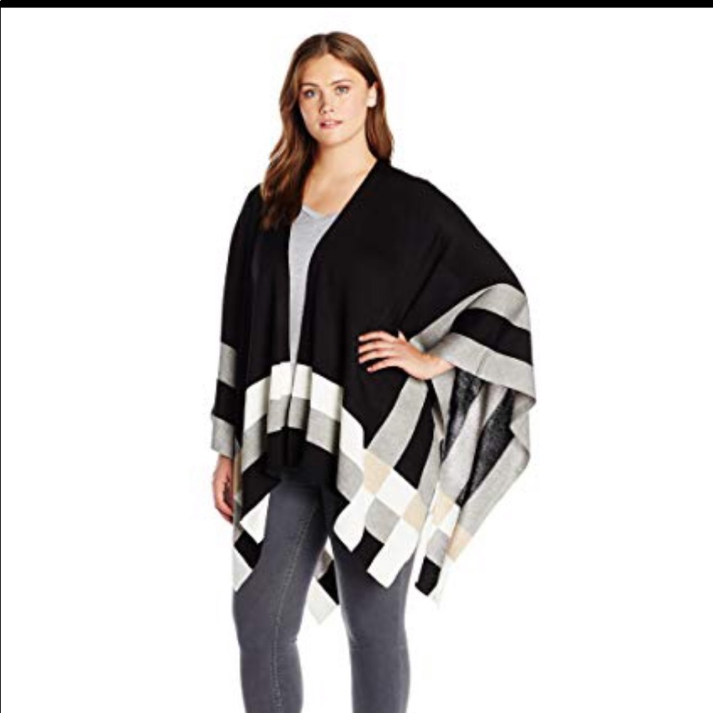 Calvin Klein Plus Size Color Block Ruana - image 1